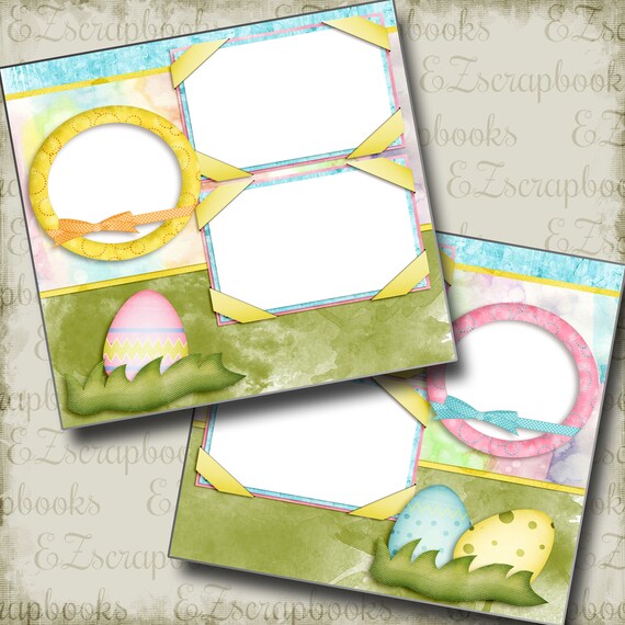 EASTER EGGS 2 Premade Scrapbook Pages EZ Layout 2847 | Etsy