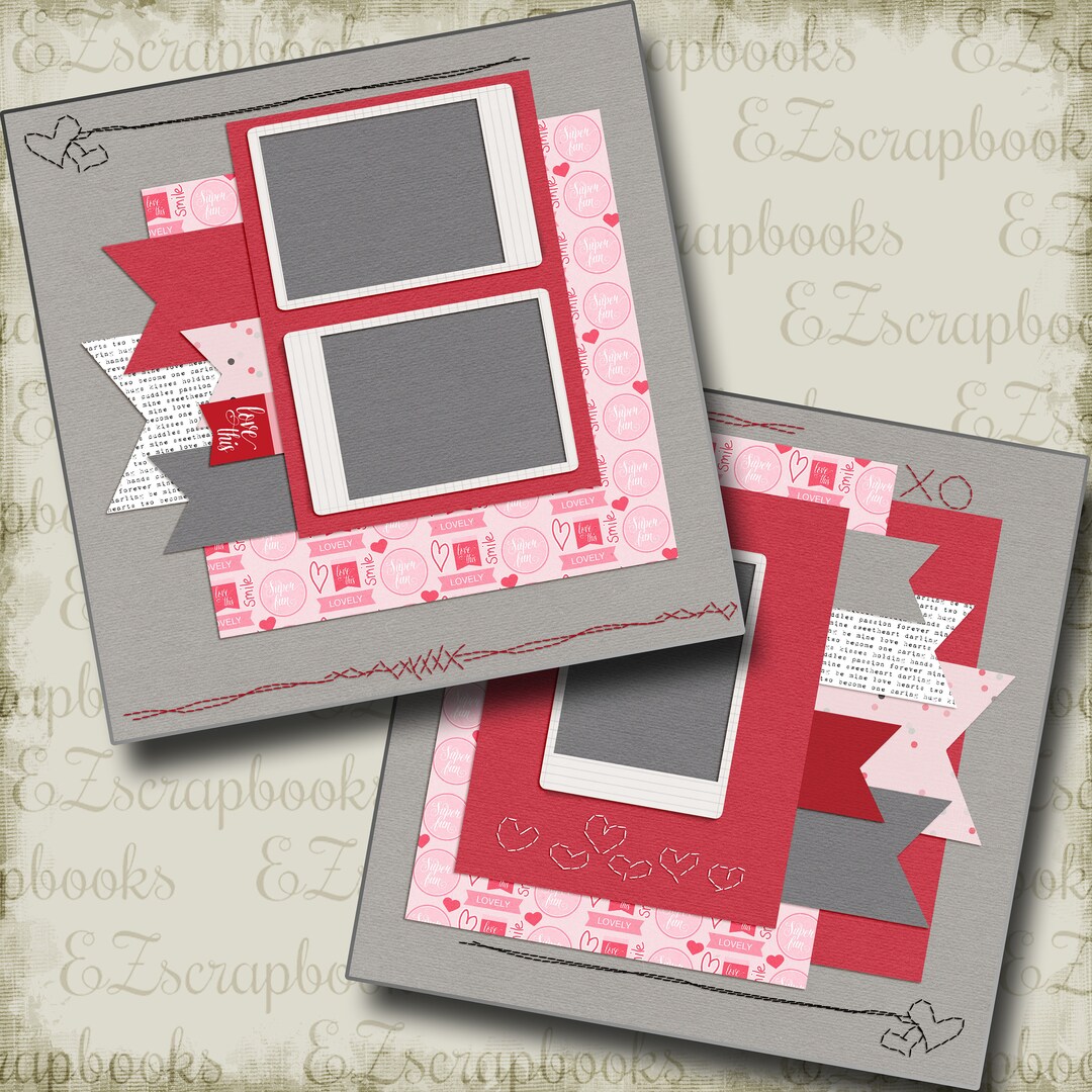 Stitches of Love - 2 Premade Scrapbook Pages - EZ Layout 5240 - Etsy