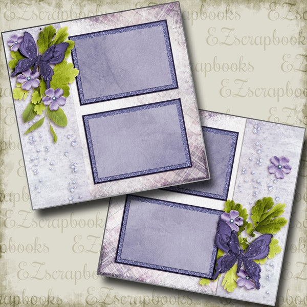 Lovely Lavender - 2 Premade Scrapbook Pages - EZ Layout 4200