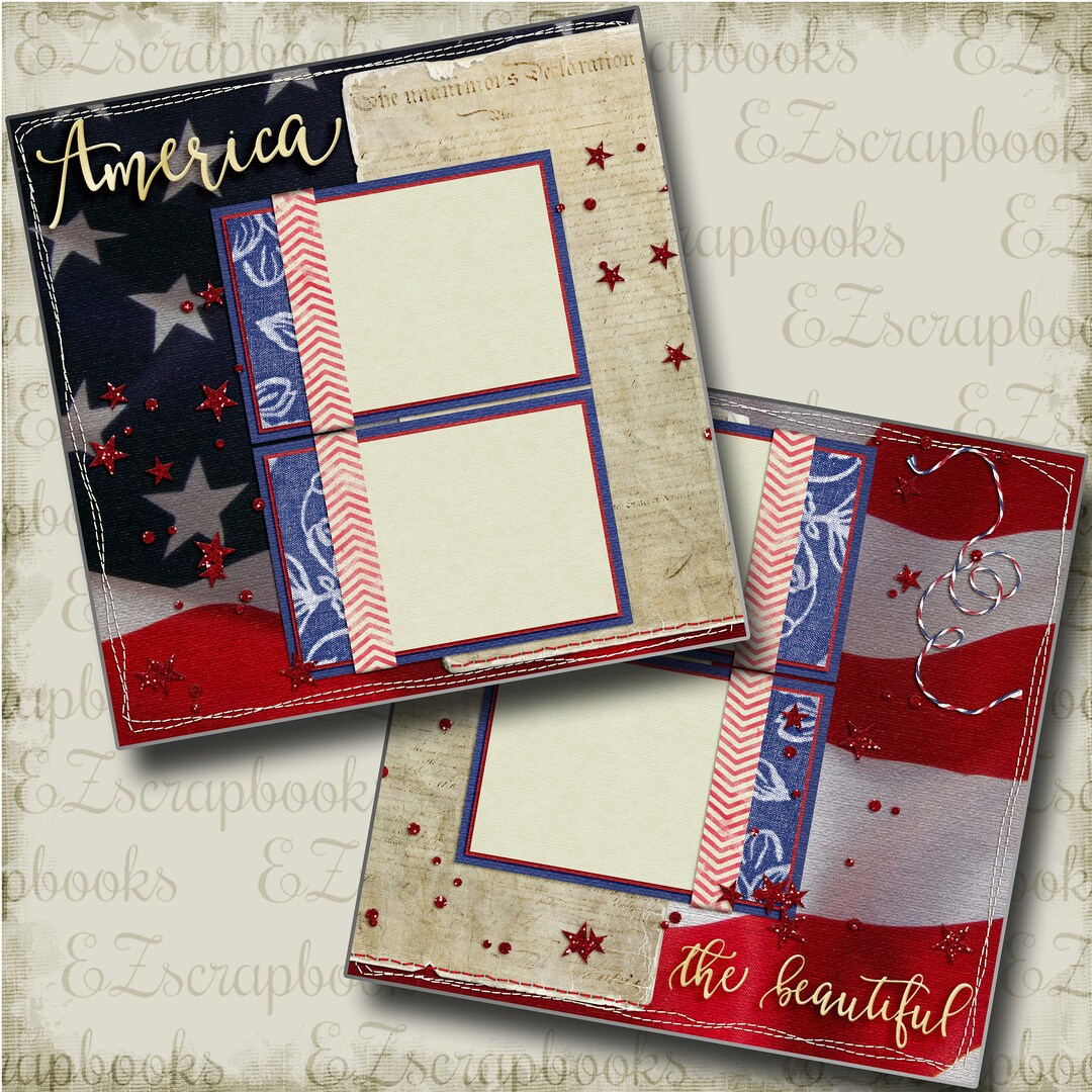America the Beautiful - 2 Premade Scrapbook Pages - EZ Layout 4148 - Etsy