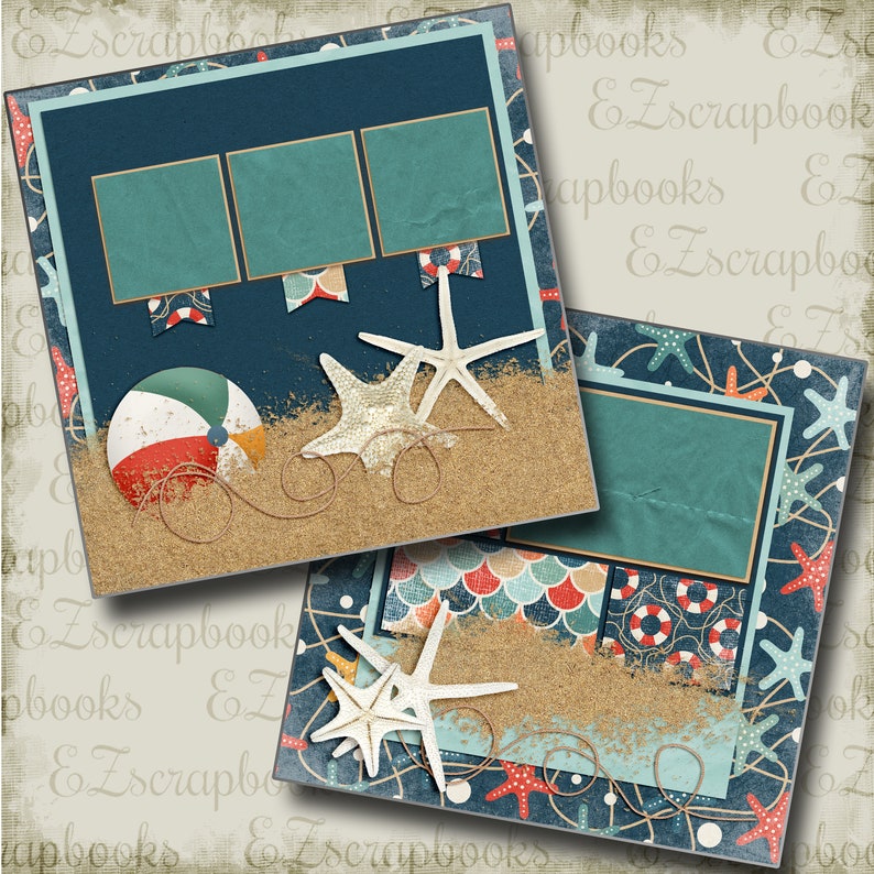 Starfish 2 Premade Scrapbook Pages EZ Layout 4488 Etsy