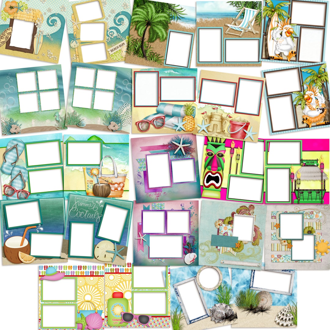 Beach Collection 2 - Digital Scrapbook Quick Page Bundle - INSTANT ...