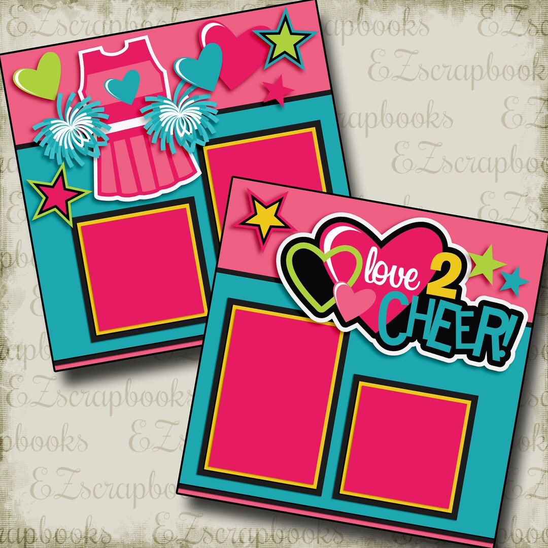 I Love Cheer - 2 Premade Scrapbook Pages - EZ Layout 2560 - Etsy