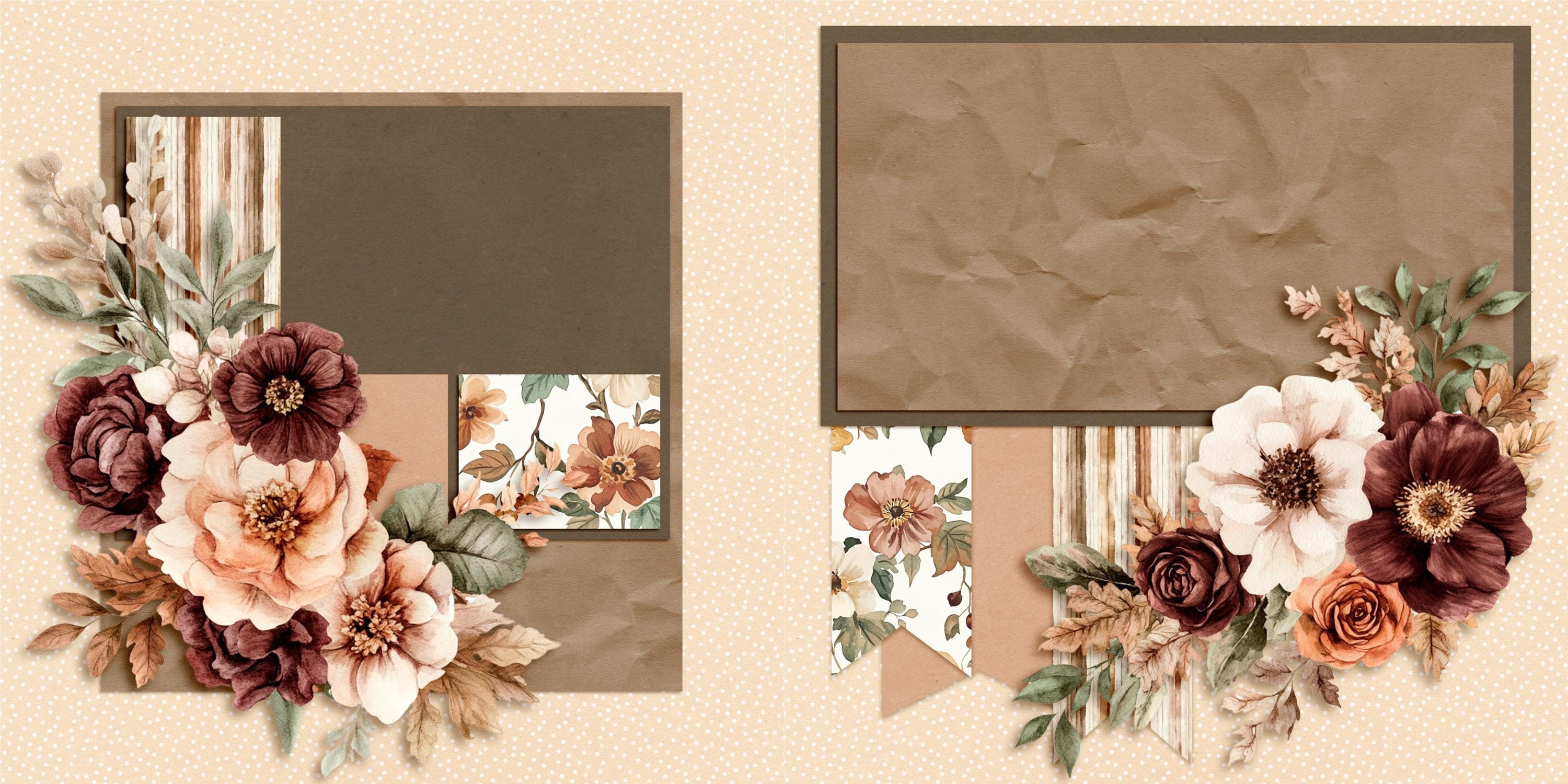 Spelling Autumn Flowers NPM - 2 Premade Scrapbook Pages - EZ Layout 25 ...