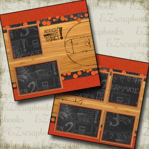 BASKETBALL COURT - 2 Premade Scrapbook Pages - EZ Layout 1