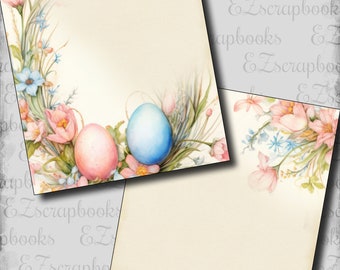 Joyful Easter Floral Eggs NPM - 2 Premade Scrapbook Pages - EZ Layout 24-277