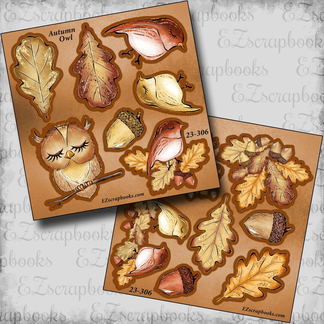 Autumn Owl Clip Art Sheets - 2 Premade Scrapbook Pages - EZ Layout 23 ...