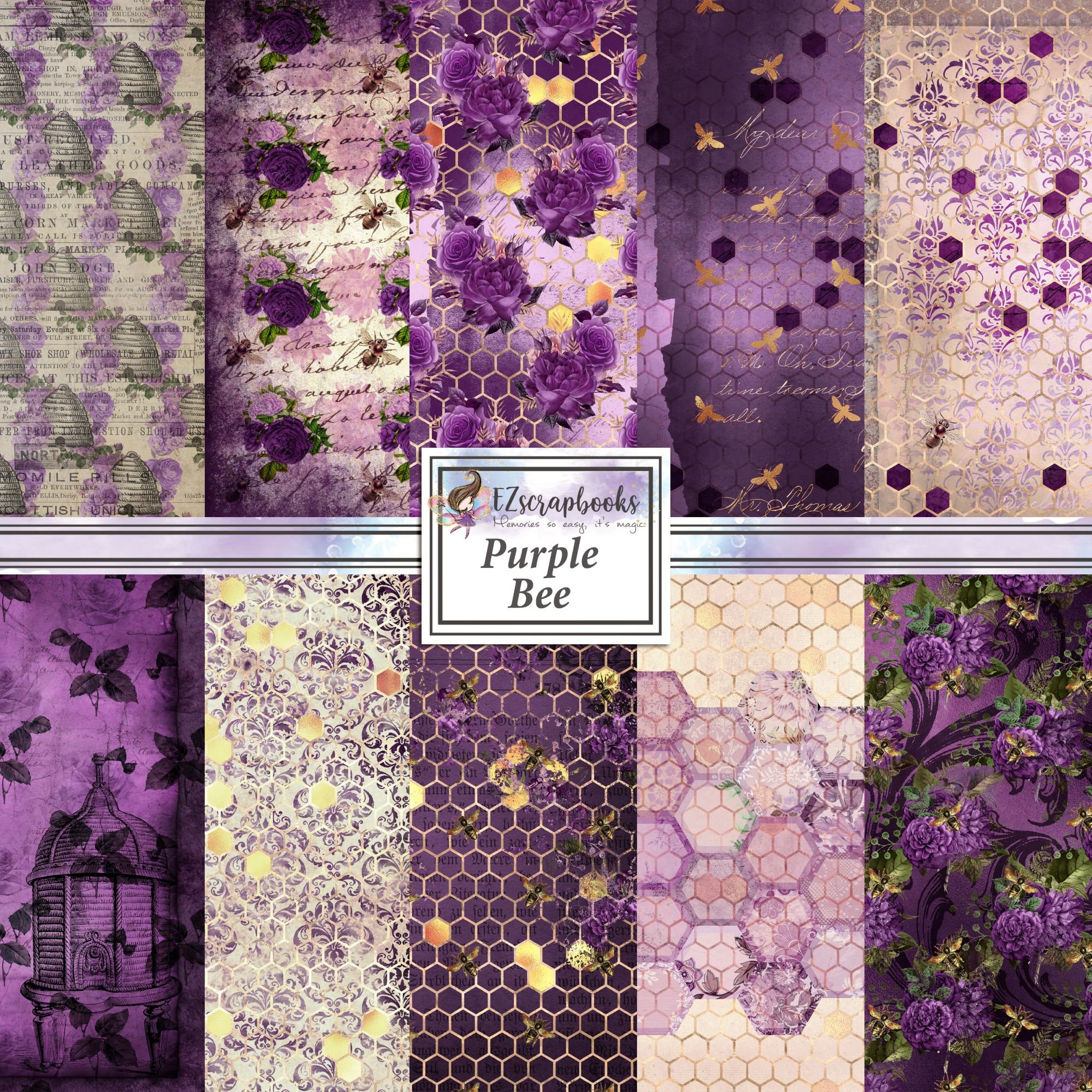 Purple Bee - 12X12 Scrapbook Paper Pack - 8504 - Etsy