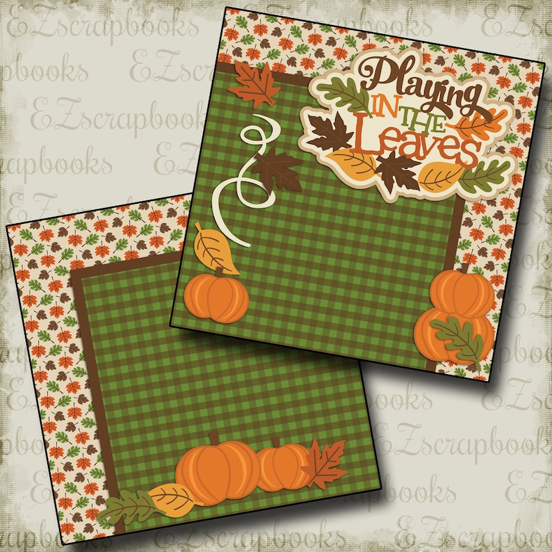 Playing in the Leaves NPM - 2 Premade Scrapbook Pages - EZ Layout 2417 ...