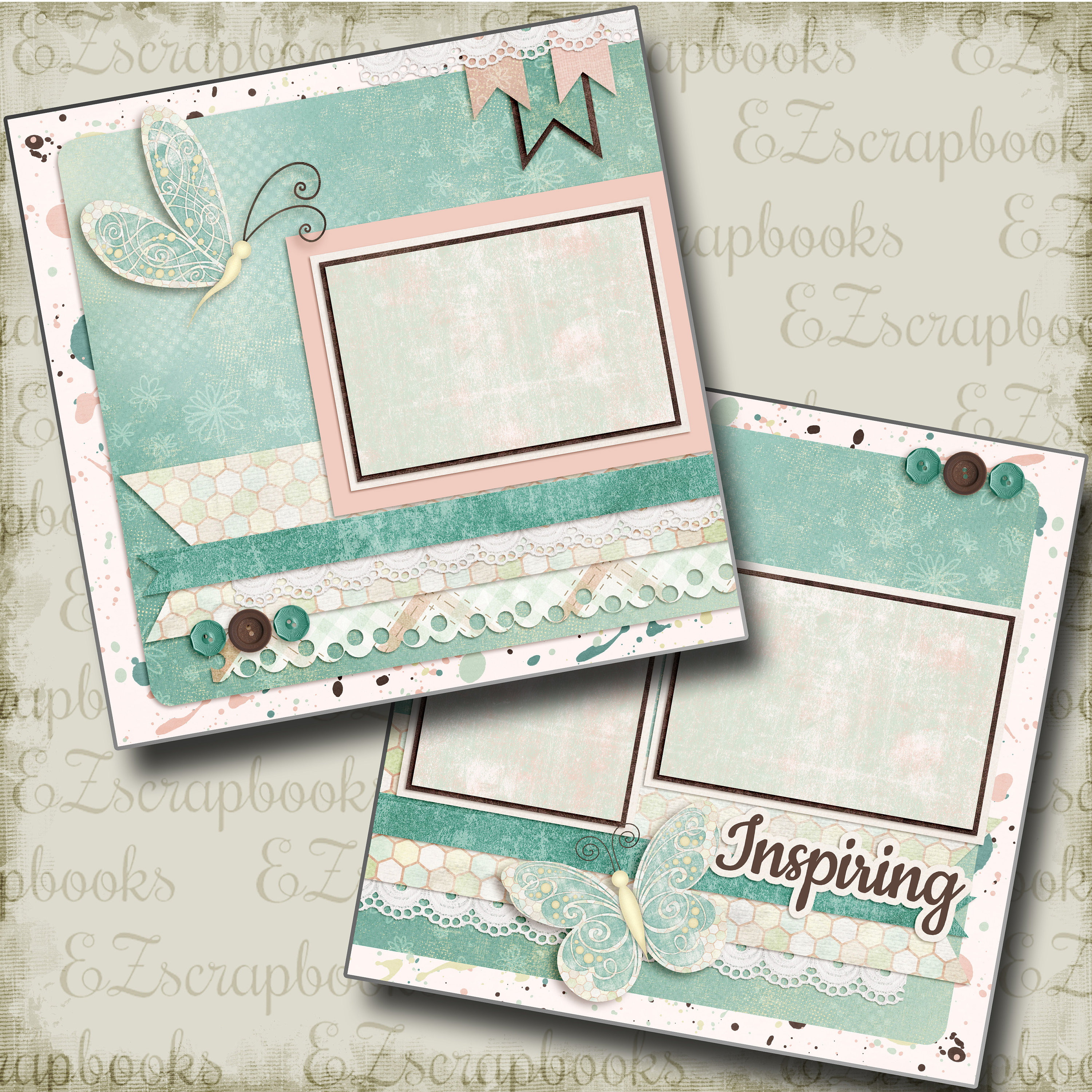 Inspiring - 2 Premade Scrapbook Pages - EZ Layout 4136 - Etsy