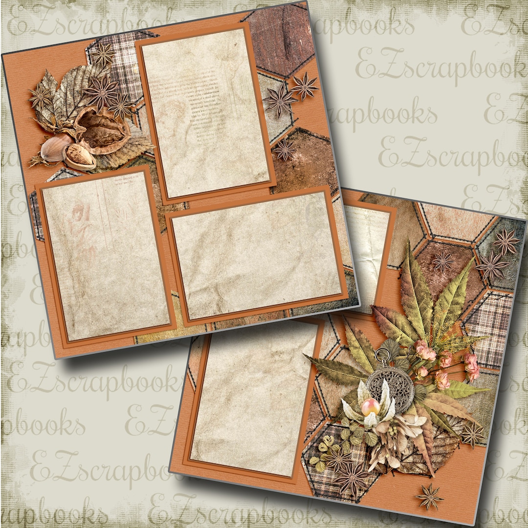 Days of Fall - 2 Premade Scrapbook Pages - EZ Layout 3596 - Etsy