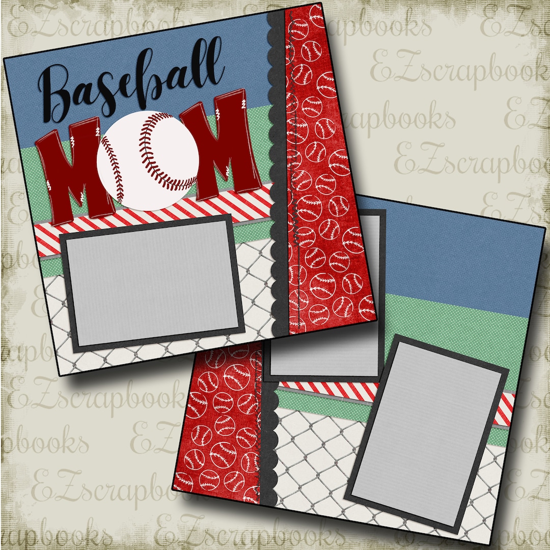 Baseball Mom - BASEBALL - 2 Premade Scrapbook Pages - EZ Layout 4816 - Etsy
