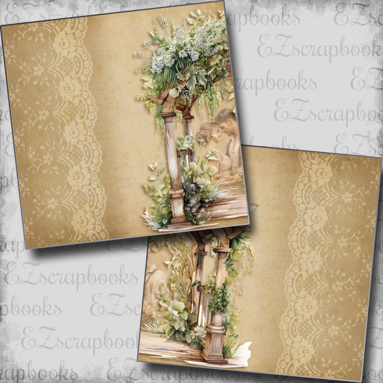 Rustic Wedding Arch W Couple NPM - 2 Premade Scrapbook Pages - EZ ...