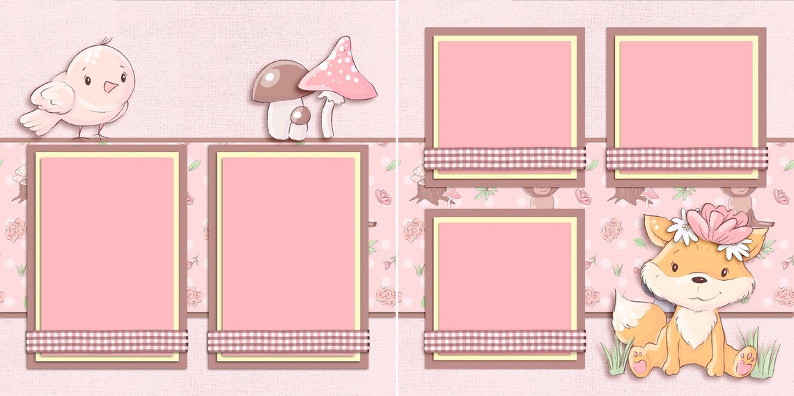 Baby Girl Fox 2 Premade Scrapbook Pages EZ Layout 6018 Etsy