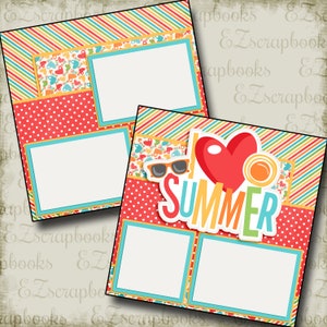 I Heart Summer - 2 Premade Scrapbook Pages - EZ Layout 3208