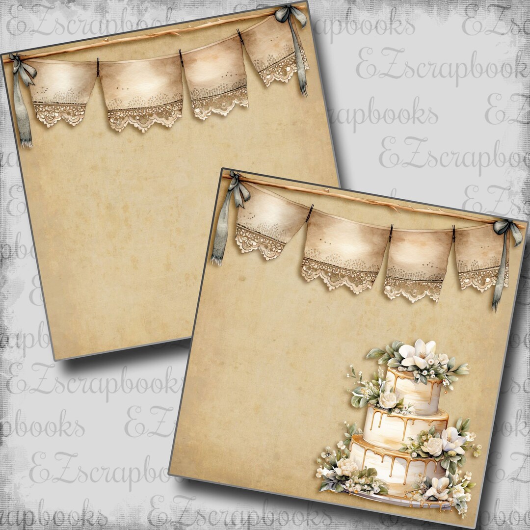 Rustic Wedding Cake NPM - 2 Premade Scrapbook Pages - EZ Layout 23-115 ...