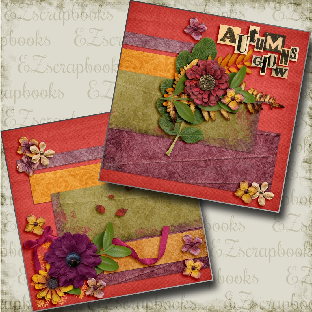 Autumn's Glow NPM - 2 Premade Scrapbook Pages - EZ Layout 3511 - Etsy
