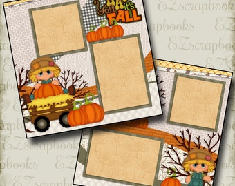 Hay Y'all Its Fall - Halloween - 2 Premade Scrapbook Pages - EZ Layout 854