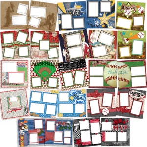 Baseball Collection 1 - Digital Scrapbook Quick Page Bundle - INSTANT DOWNLOAD