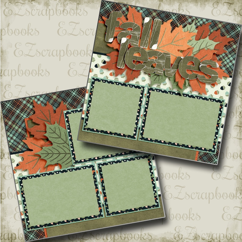 Fall Leaves - 2 Premade Scrapbook Pages - EZ Layout 3562 - Etsy
