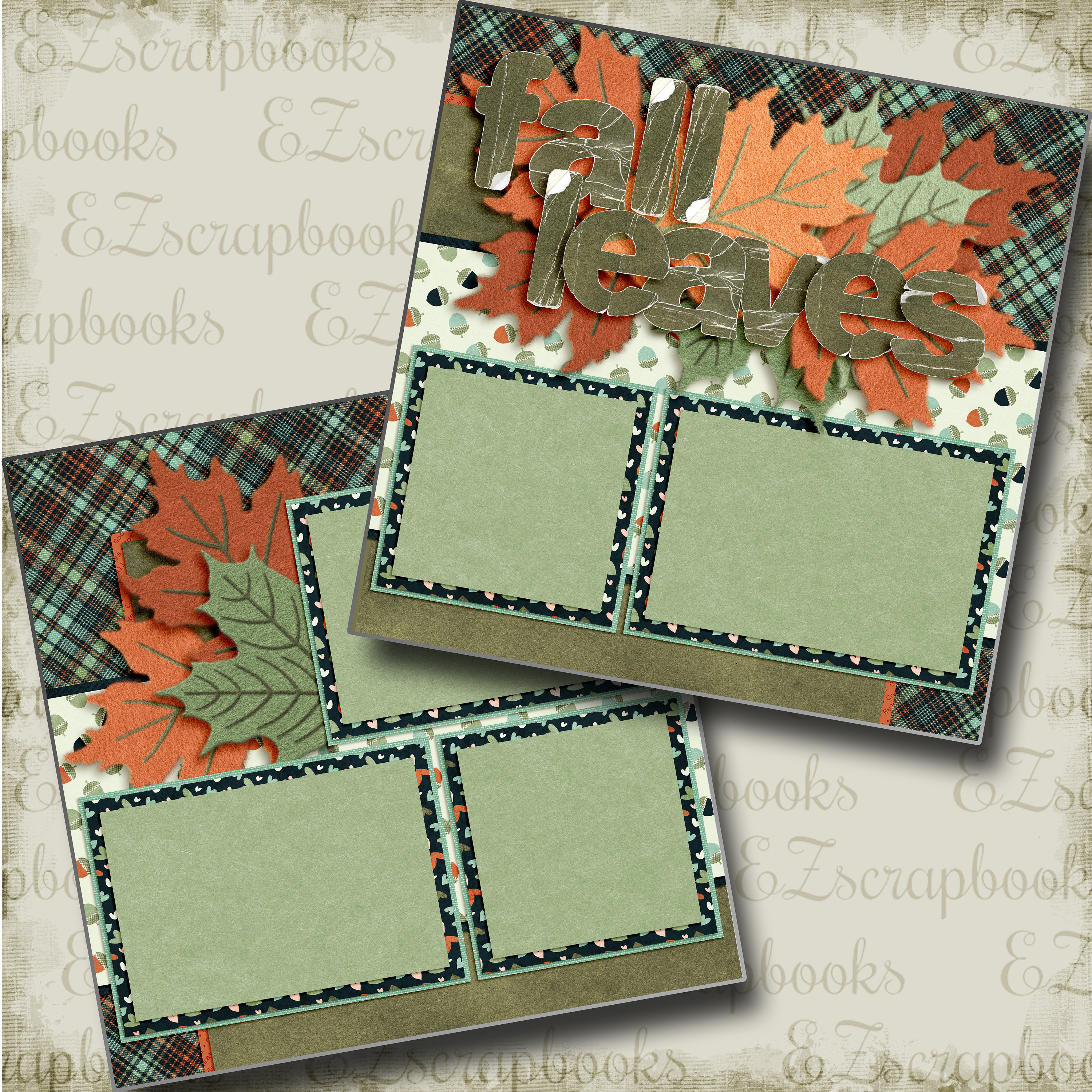 Fall Leaves - 2 Premade Scrapbook Pages - EZ Layout 3562 - Etsy