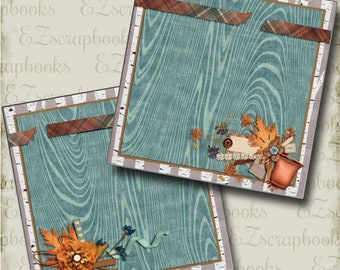 Autumn NPM - 2 Premade Scrapbook Pages - EZ Layout 4415