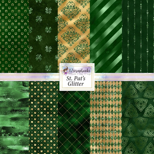 St Pat's Glitter - 12X12 Paper Pack - 8345