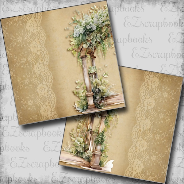 Rustic Wedding Arch NPM - 2 Premade Scrapbook Pages - EZ Layout 23-161