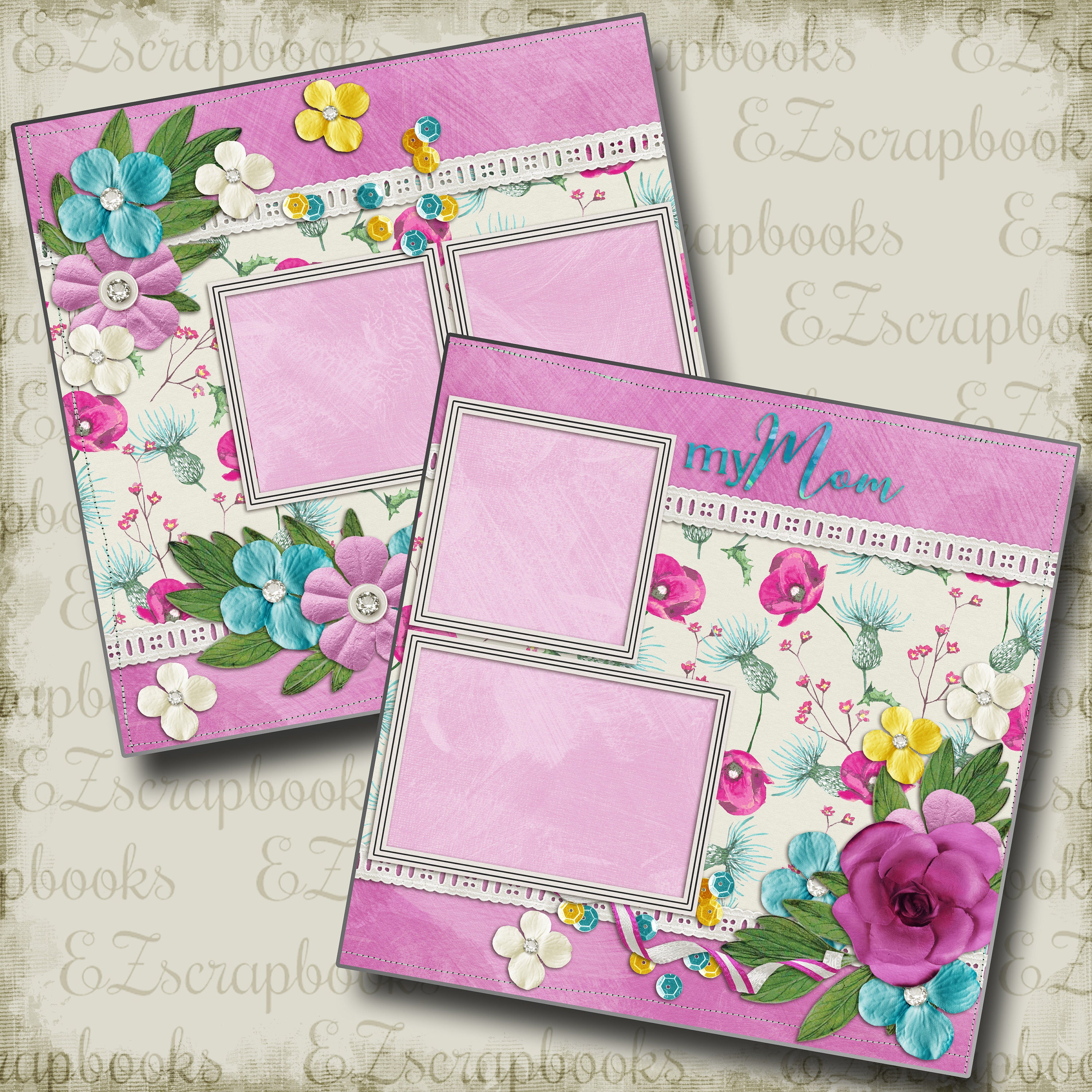 My Mom Mother's Day 2 Premade Scrapbook Pages EZ Etsy