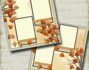 Fall Leaves - 2 Premade Scrapbook Pages - EZ Layout 4372