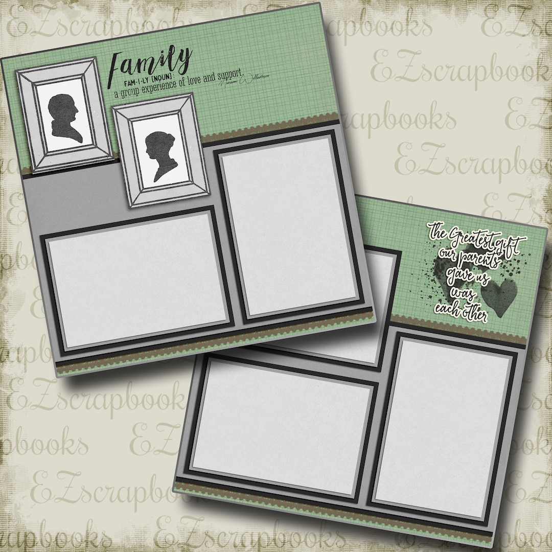 Family - 2 Premade Scrapbook Pages - EZ Layout 4398 - Etsy