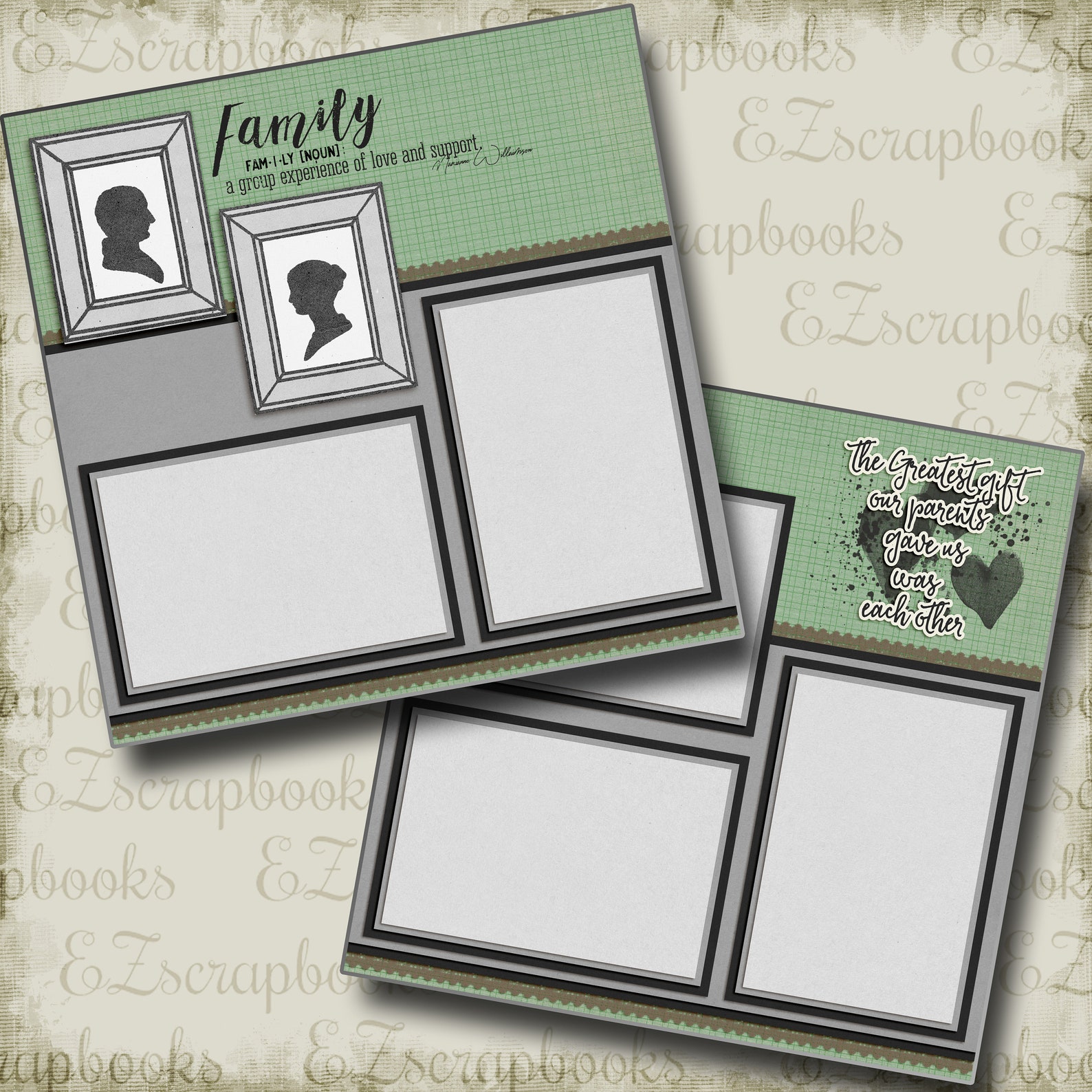 Family - 2 Premade Scrapbook Pages - EZ Layout 4398 - Etsy