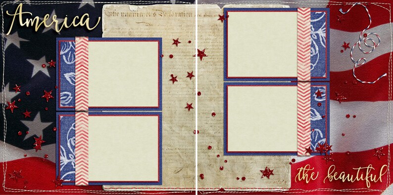 America the Beautiful - 2 Premade Scrapbook Pages - EZ Layout 4148 - Etsy