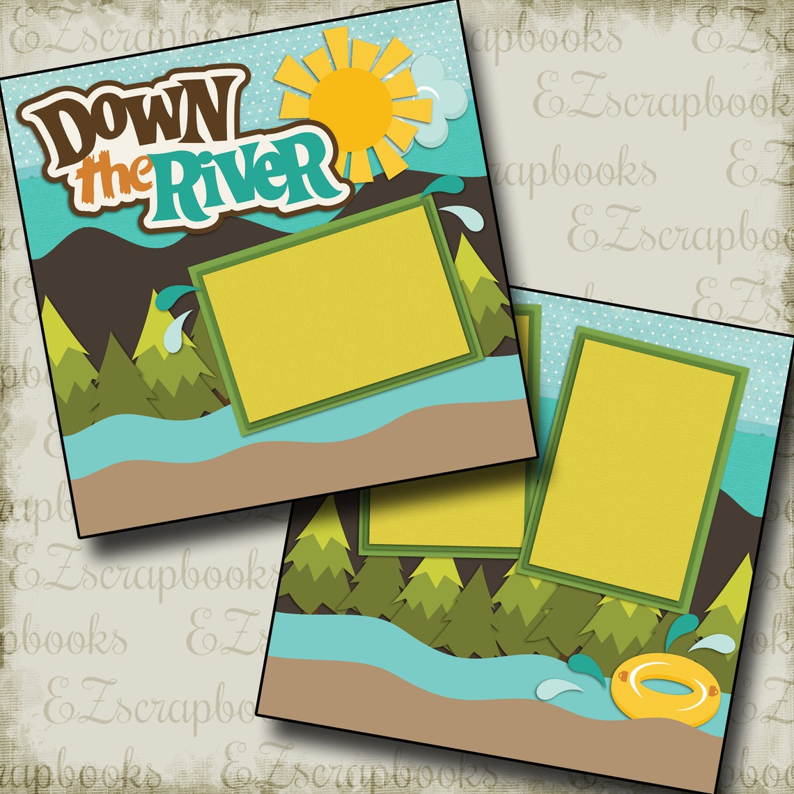 DOWN the RIVER 2 Premade Scrapbook Pages EZ Layout 2241 - Etsy