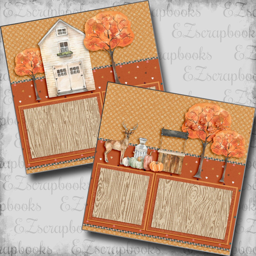 Cozy Fall Home - 2 Premade Scrapbook Pages - EZ Layout 6258 - Etsy