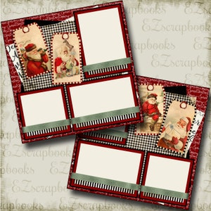 Santa Tags Layout - 2 Premade Scrapbook Pages - EZ Layout 3616