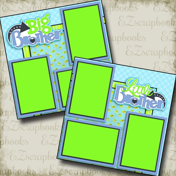 Brothers - 2 Premade Scrapbook Pages - EZ Layout 3138