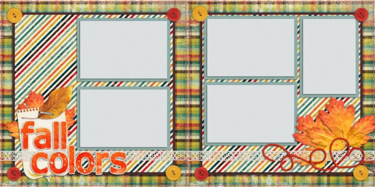 FALL COLORS - 2 Premade Scrapbook Pages - EZ Layout 570 - Etsy