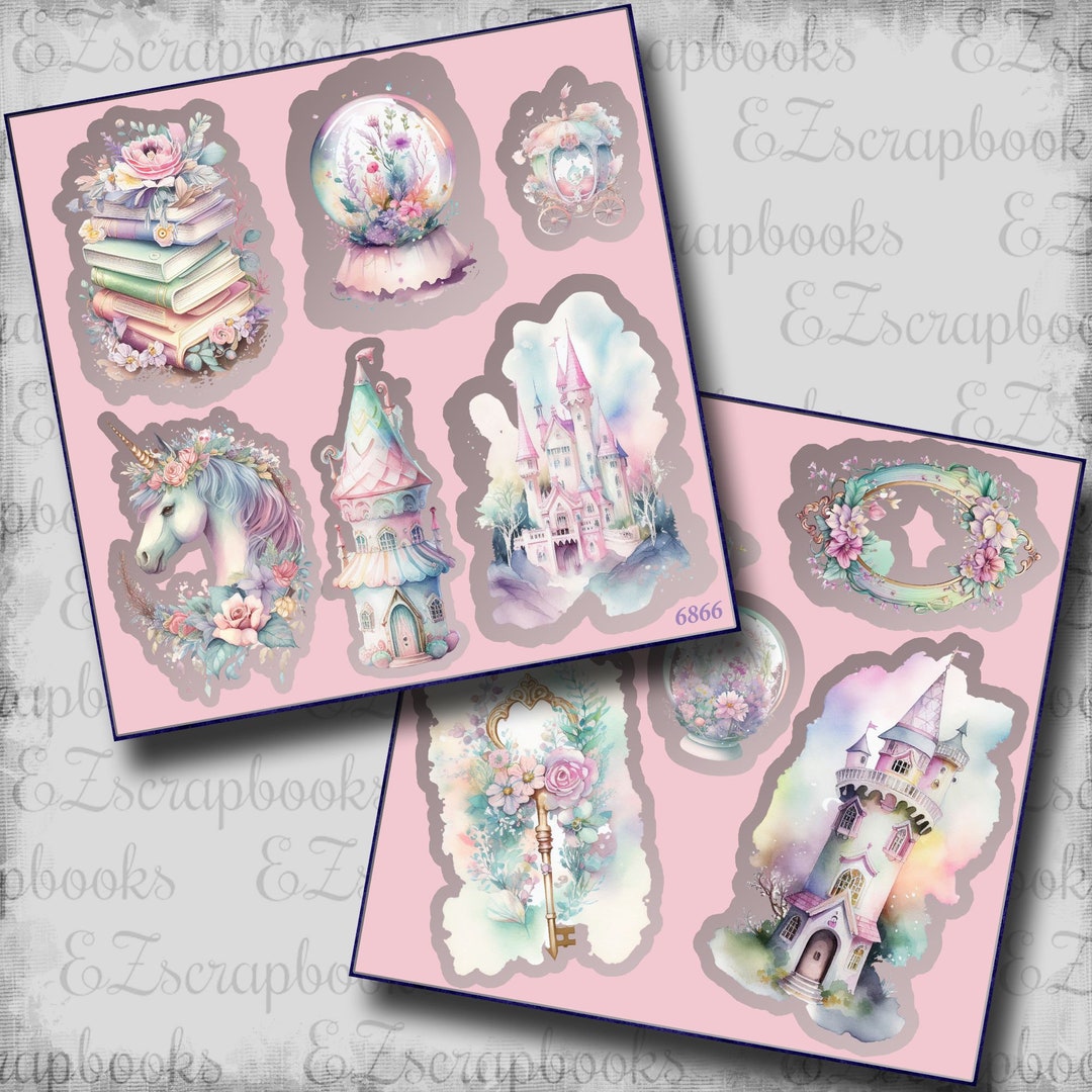 Pastel Fairy Tale Clip Art Sheets - 2 Premade Scrapbook Pages - EZ ...