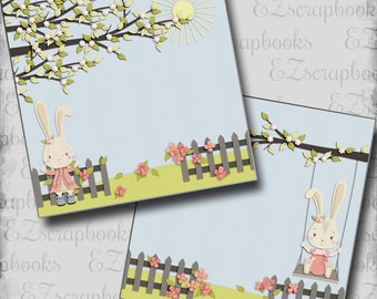 Spring Bunnies NPM - 2 Premade Scrapbook Pages - EZ Layout 4729