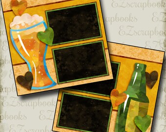 Beer Tasting -  St. PATRICK'S Day - 2 Premade Scrapbook Pages - EZ Layout 2773