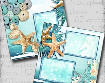 Ocean Beauty - 2 Premade Scrapbook Pages - EZ Layout 5544