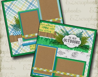 The GREAT OUTDOORS - 2 Premade Scrapbook Pages - EZ Layout 354