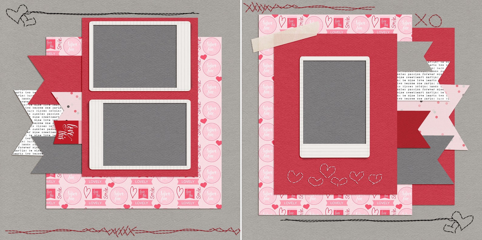 Stitches of Love - 2 Premade Scrapbook Pages - EZ Layout 5240 - Etsy