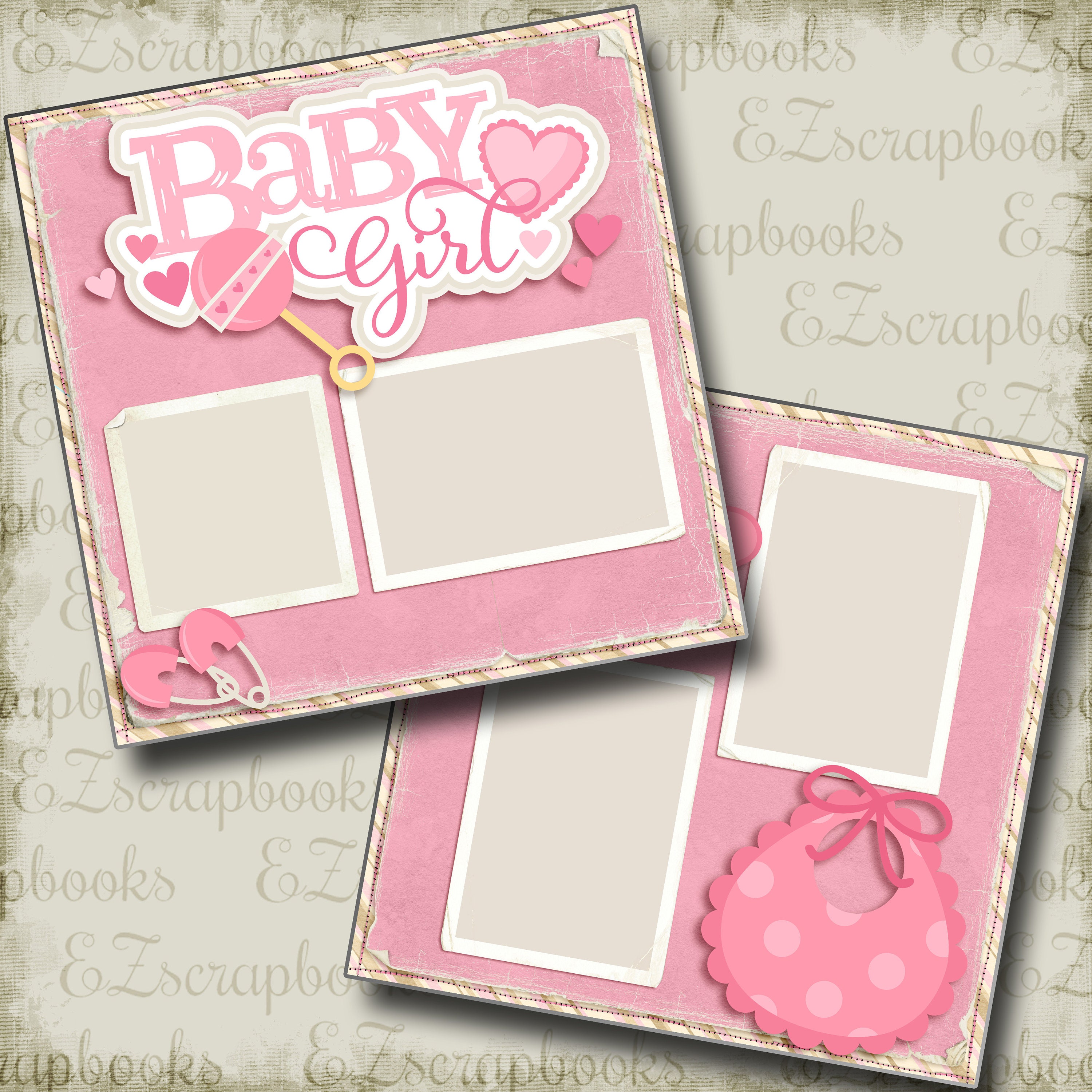 Baby Girl - 2 Premade Scrapbook Pages - EZ Layout 4036 - Etsy