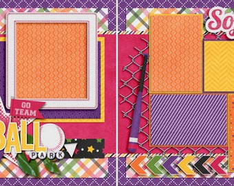 Softball Premade Scrapbook Pages EZ Layout 3172 at The Ballpark Pink 