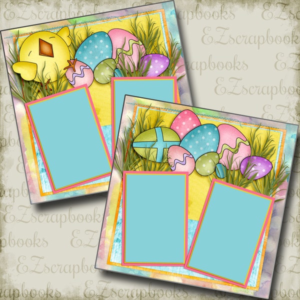 Easter Joy - 2 Premade Scrapbook Pages - EZ Layout 3884