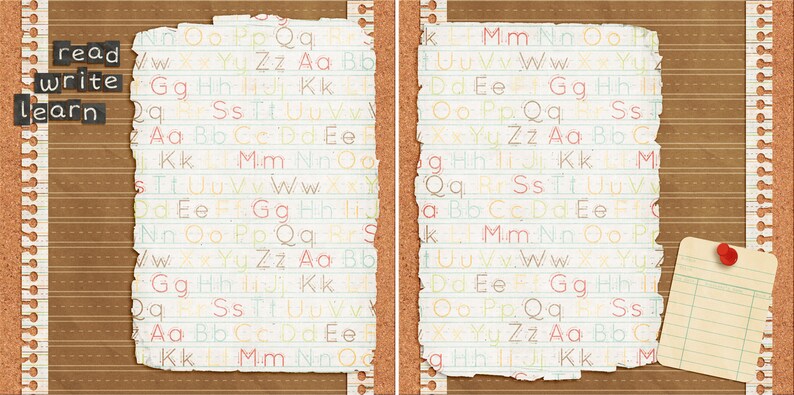 Read Write Learn NPM - 2 Premade Scrapbook Pages - EZ Layout 4307 - Etsy