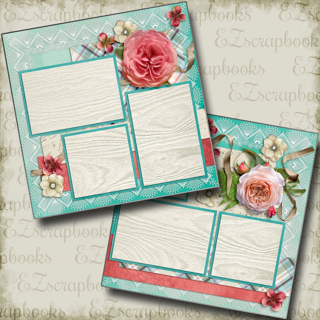 Rosey - 2 Premade Scrapbook Pages - EZ Layout 4198 - Etsy