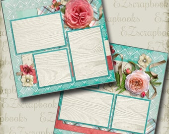 Rosey - 2 Premade Scrapbook Pages - EZ Layout 4198